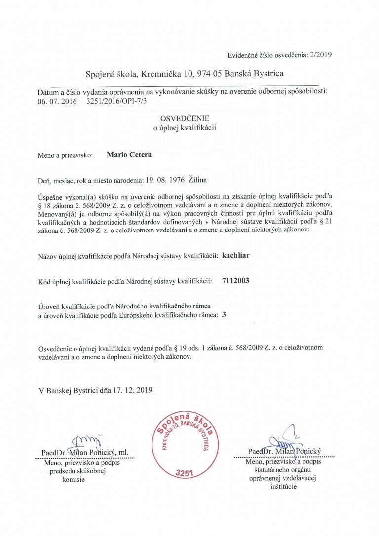 Osvedčenie o kvalifikácii